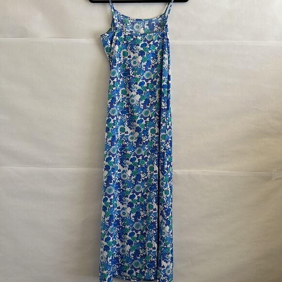 Frankies Bikinis Hawaiian Maxi Dress S NWT Blue Floral Spaghetti Straps Beach - Picture 6 of 13